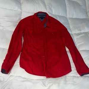 Women’s Tommy Hilfiger button down red long sleeve shirt, size M